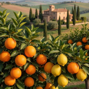 Citrus groves in the hills of Italy