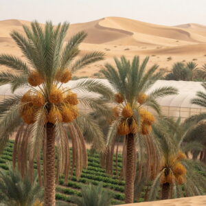 Date palms and greenhouses in North Africa